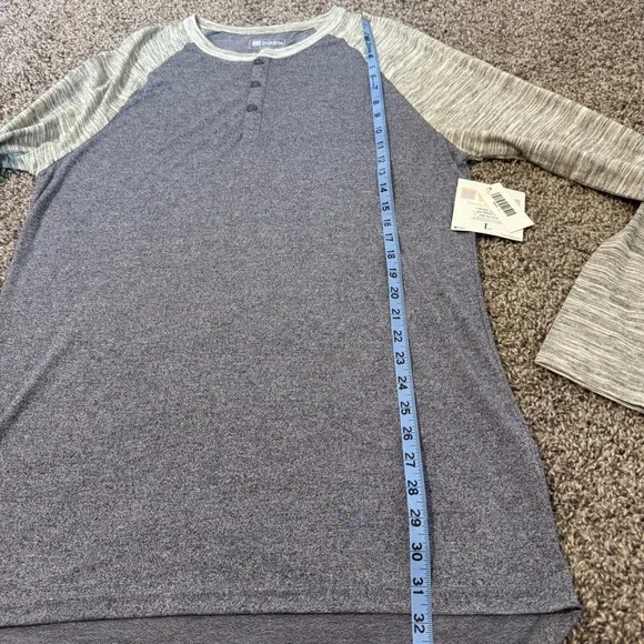 NWT LuLaRoe Mark Henley Long Sleeve Unisex Size Large Blue Gray Casual Cotton - Picture 6 of 8